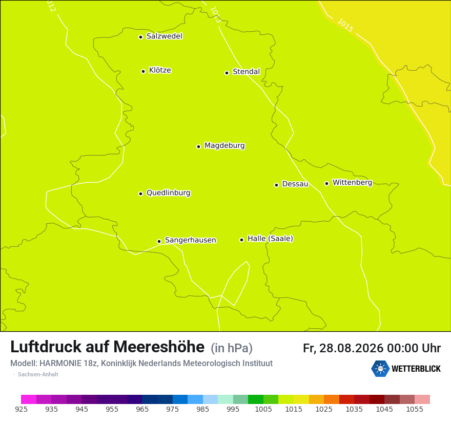 Modellkarte HARMONIE – pmsl – st