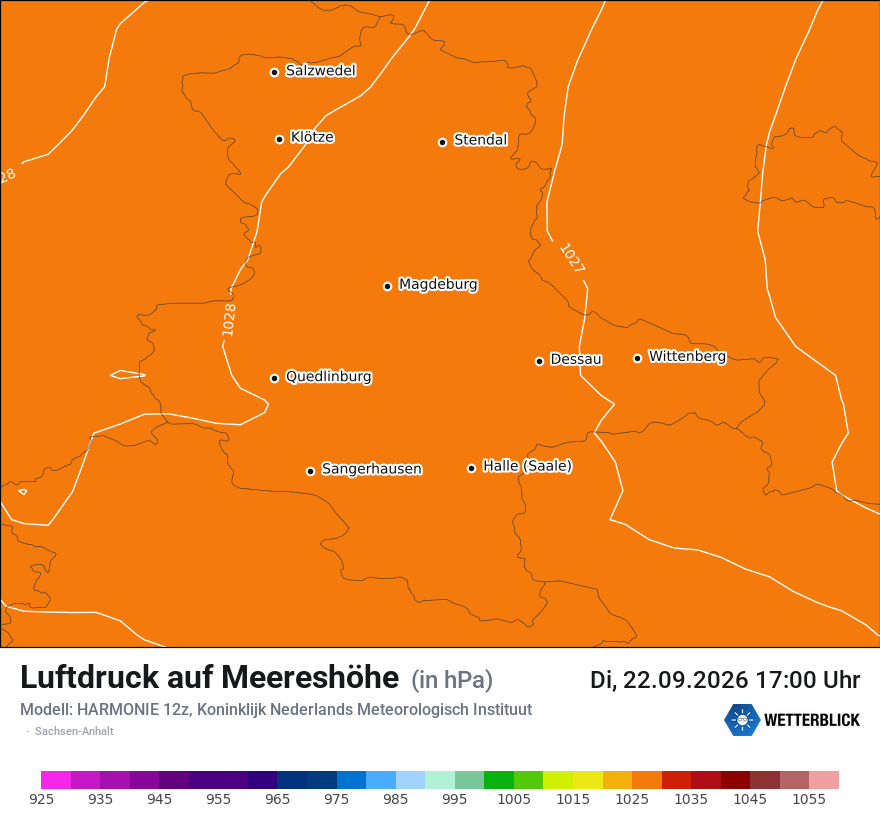 Modellkarte HARMONIE – pmsl – st
