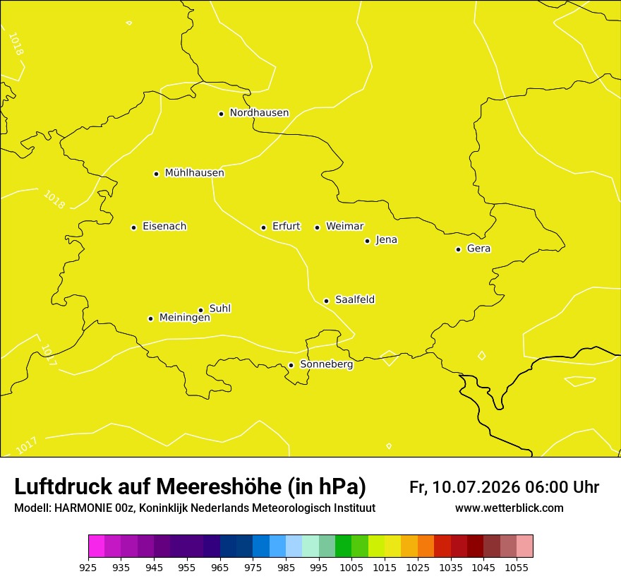 Modellkarte HARMONIE – pmsl – th