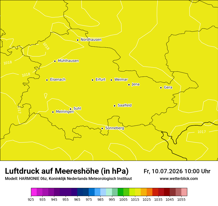 Modellkarte HARMONIE – pmsl – th