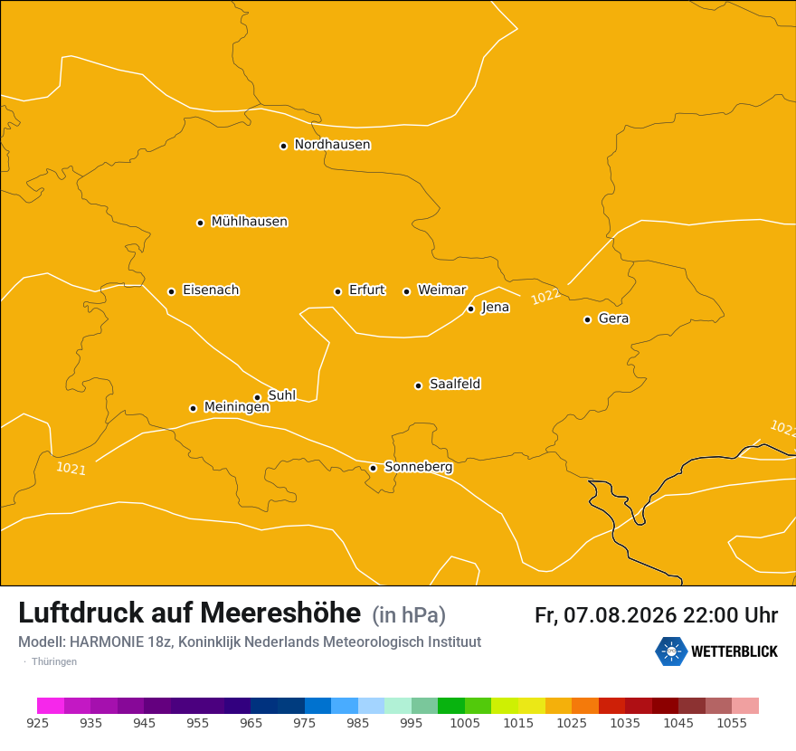 Modellkarte HARMONIE – pmsl – th