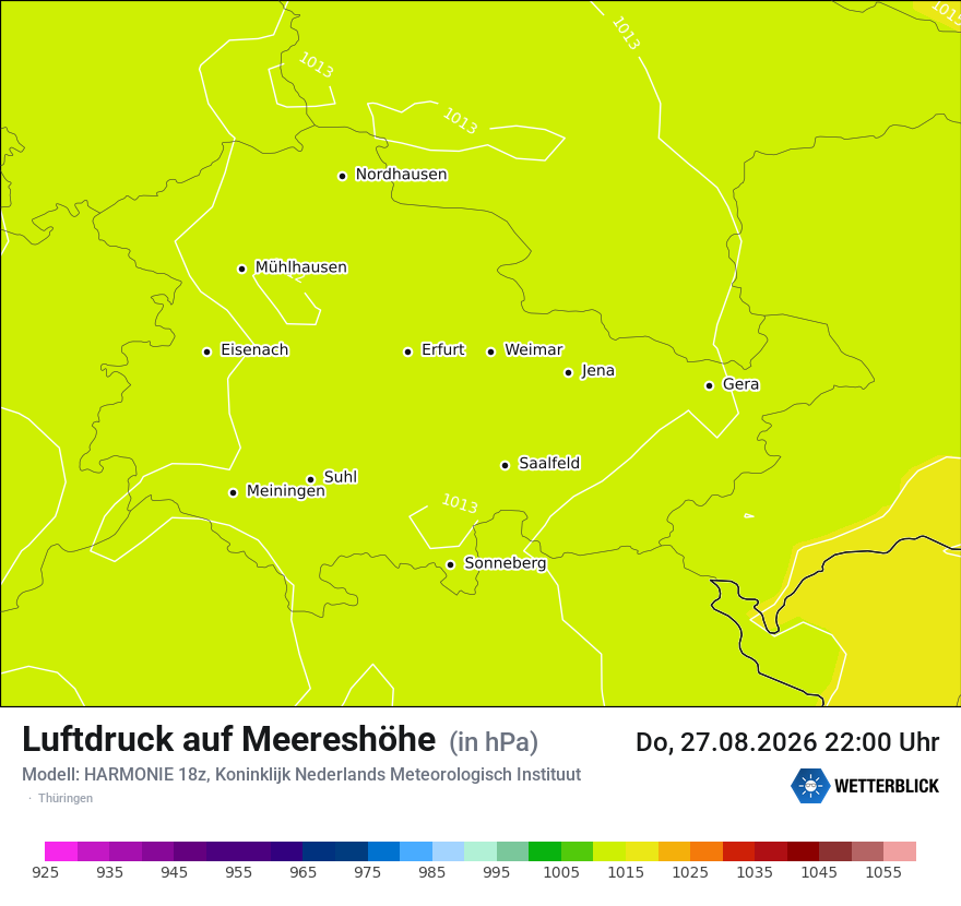 Modellkarte HARMONIE – pmsl – th