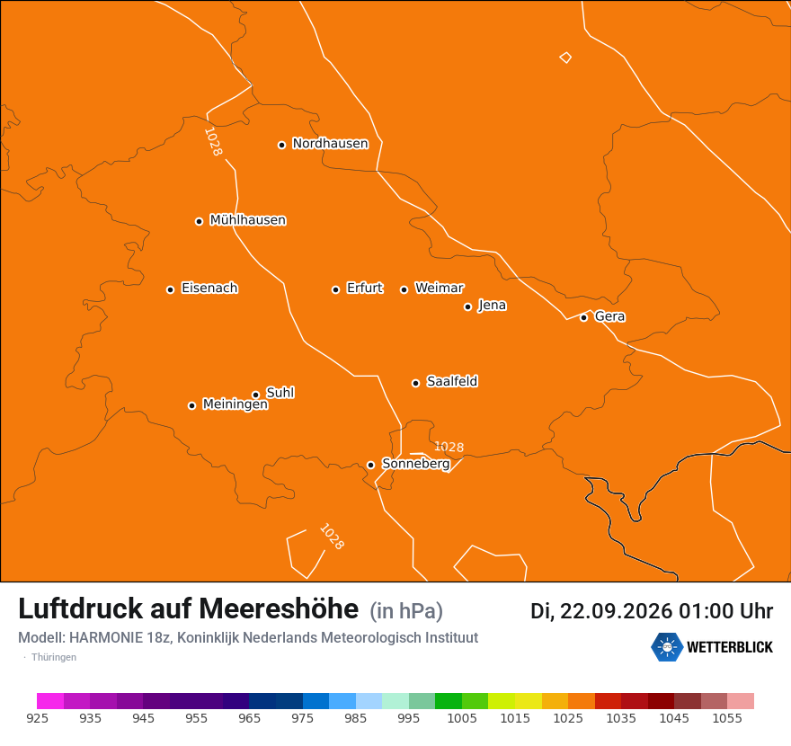 Modellkarte HARMONIE – pmsl – th