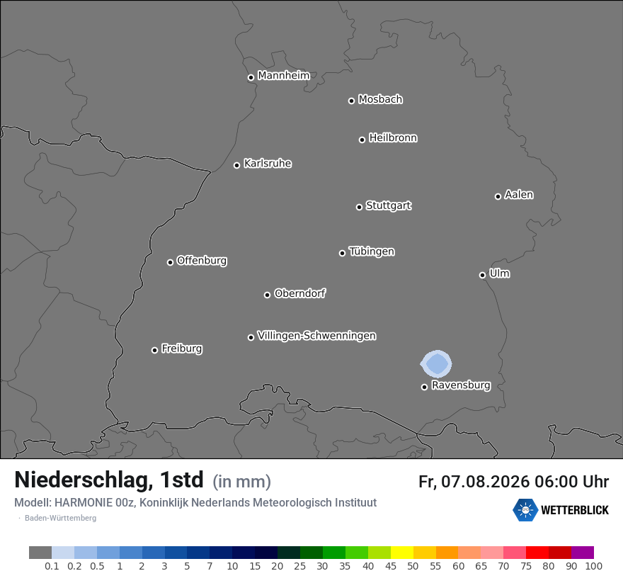 Modellkarte HARMONIE – precip – bw