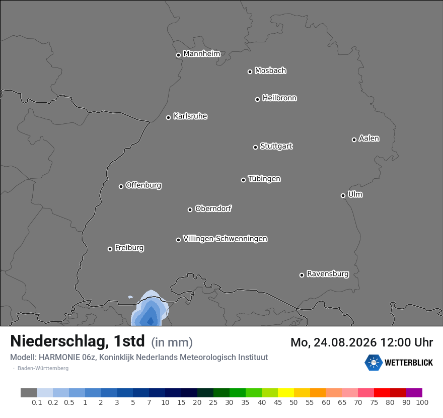 Modellkarte HARMONIE – precip – bw