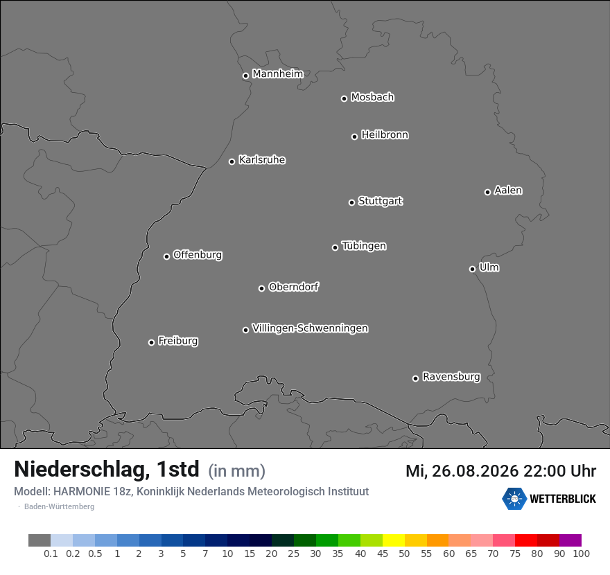 Modellkarte HARMONIE – precip – bw