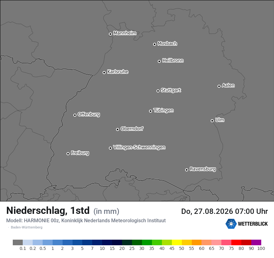 Modellkarte HARMONIE – precip – bw