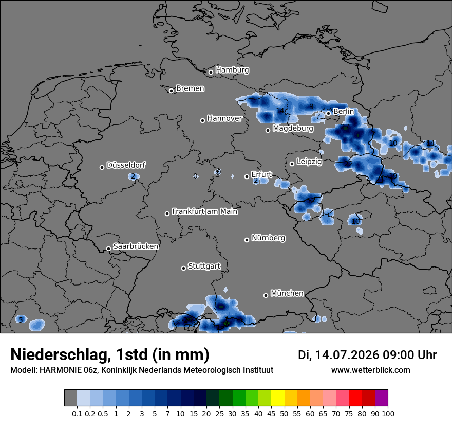 Modellkarte HARMONIE – precip – deutschland