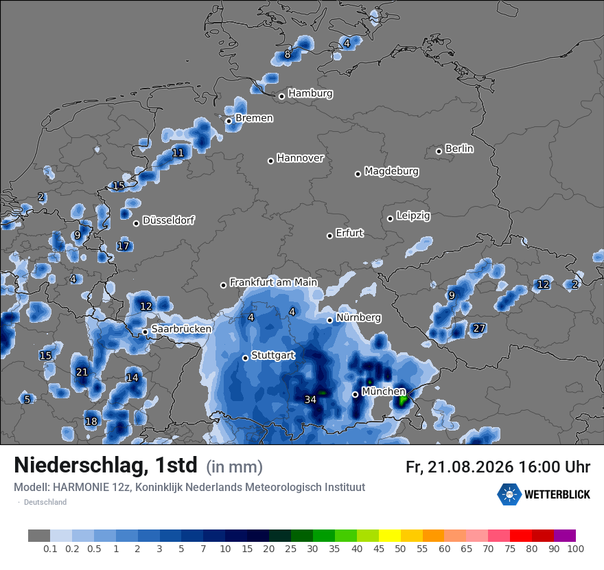 Modellkarte HARMONIE – precip – deutschland