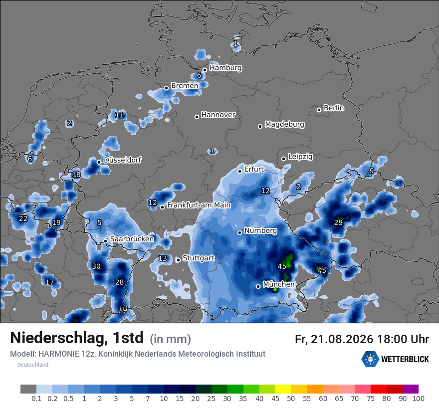 Modellkarte HARMONIE – precip – deutschland