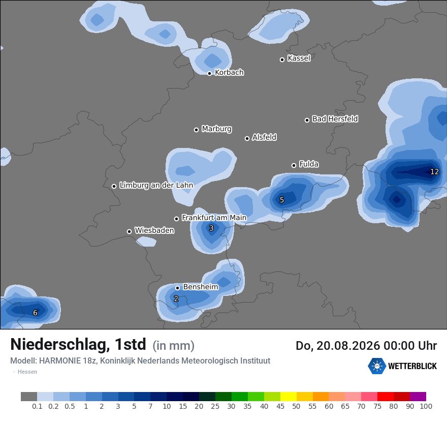 Modellkarte HARMONIE – precip – he