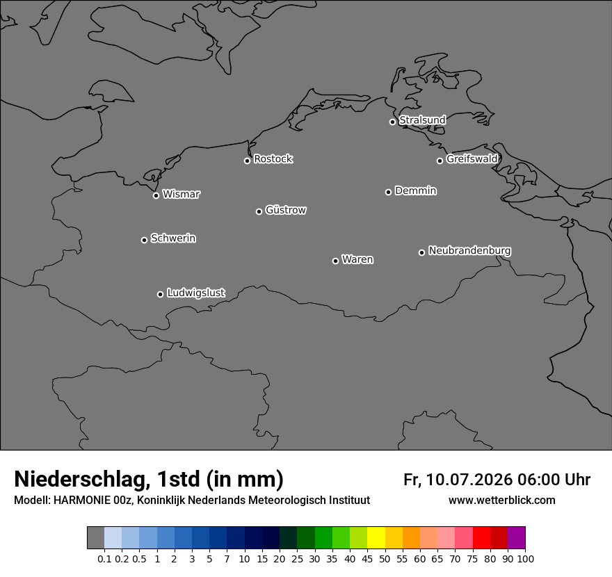 Modellkarte HARMONIE – precip – mv
