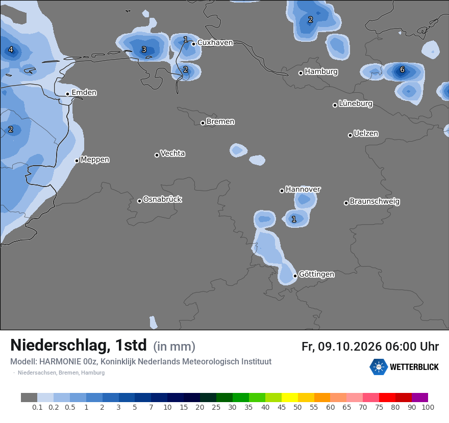Modellkarte HARMONIE – precip – ni