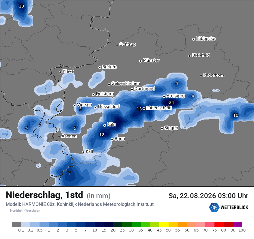Modellkarte HARMONIE – precip – nrw
