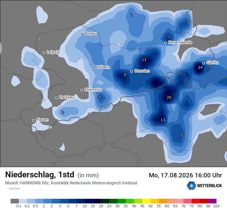Modellkarte HARMONIE – precip – sn