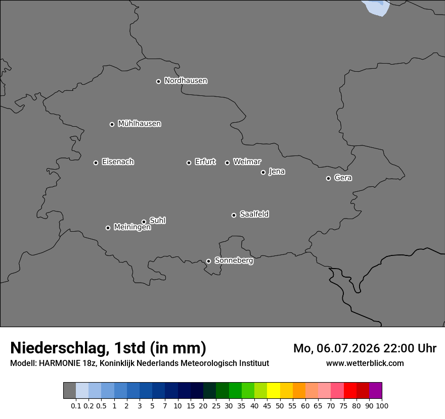 Modellkarte HARMONIE – precip – th