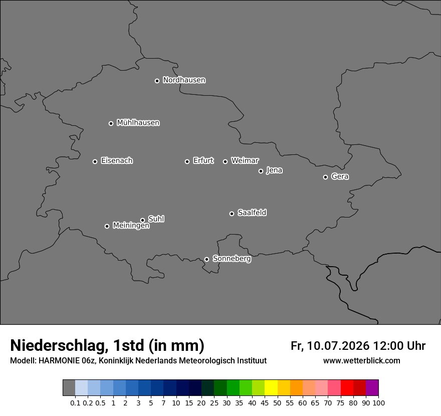 Modellkarte HARMONIE – precip – th