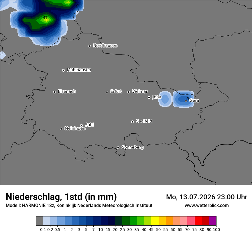 Modellkarte HARMONIE – precip – th