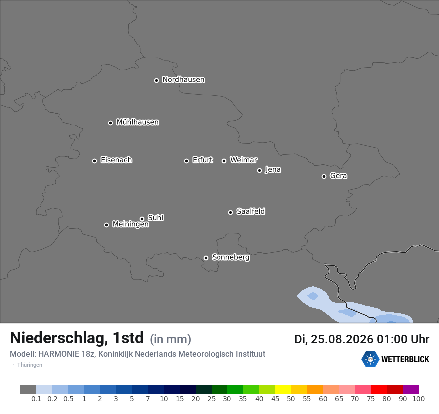 Modellkarte HARMONIE – precip – th
