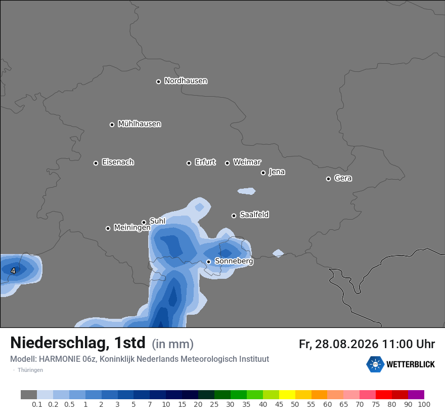 Modellkarte HARMONIE – precip – th