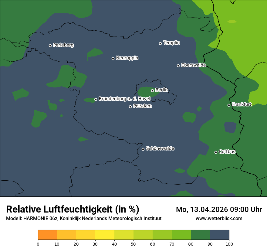 Modellkarte HARMONIE – relhum – bb