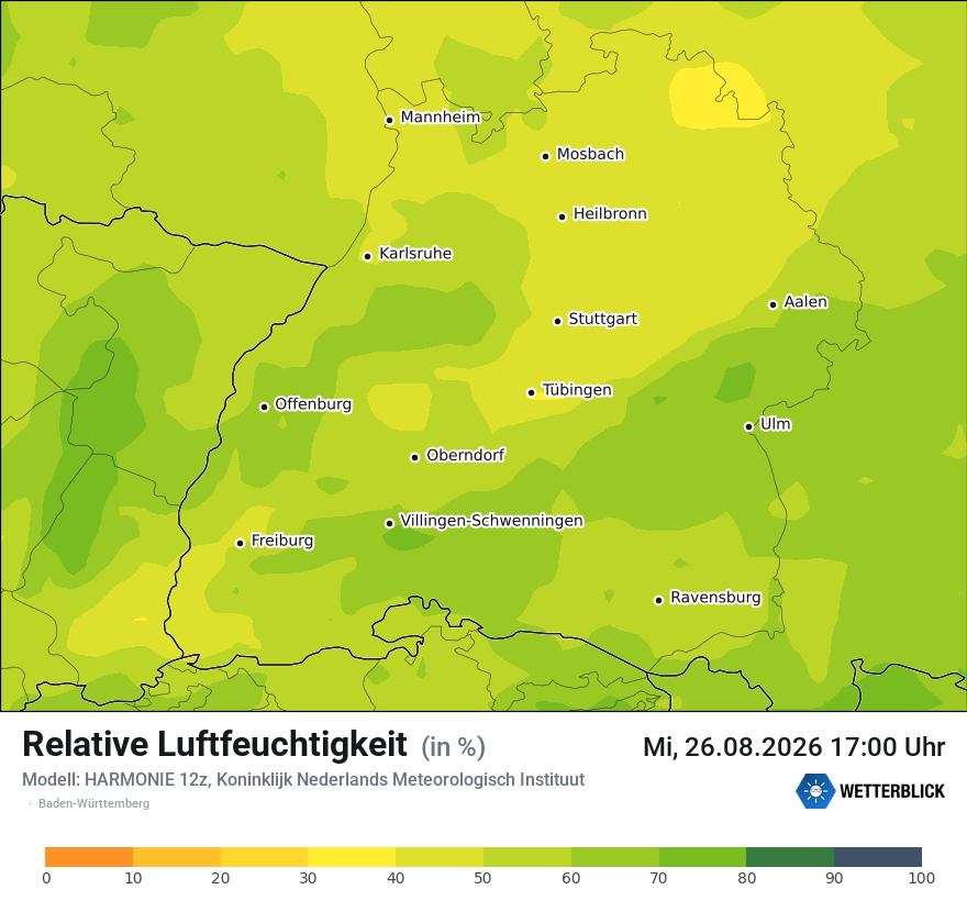 Modellkarte HARMONIE – relhum – bw
