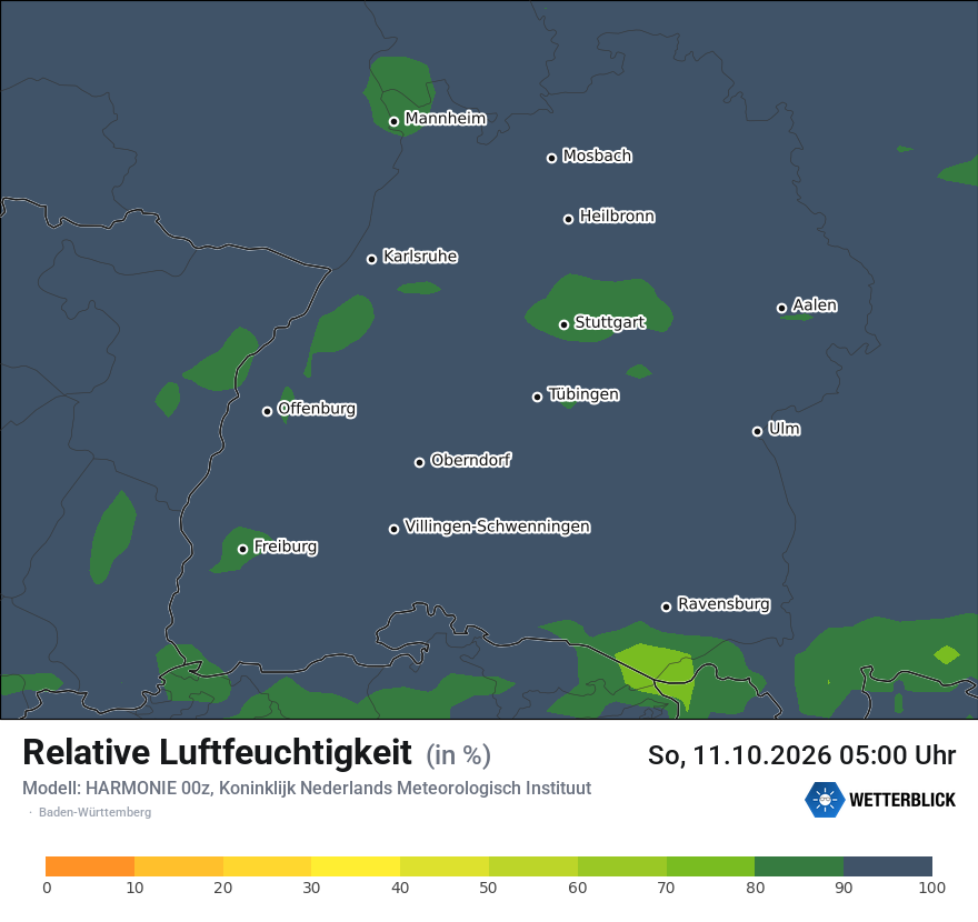 Modellkarte HARMONIE – relhum – bw