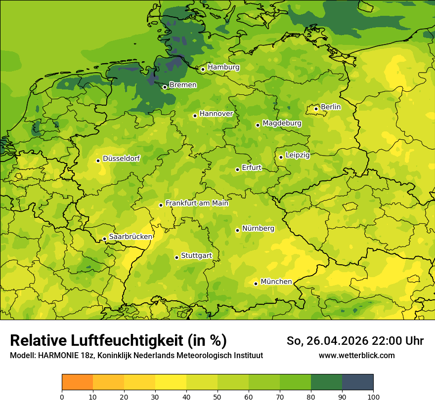 Modellkarte HARMONIE – relhum – deutschland