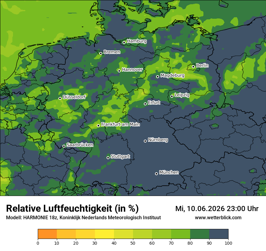 Modellkarte HARMONIE – relhum – deutschland
