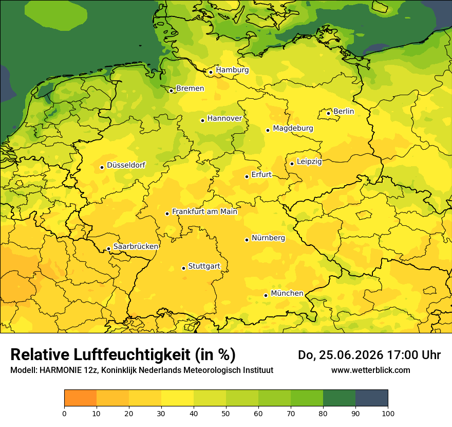 Modellkarte HARMONIE – relhum – deutschland