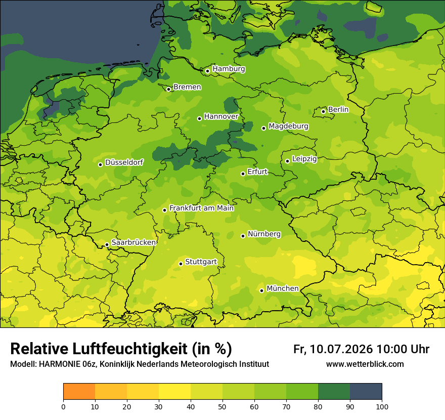 Modellkarte HARMONIE – relhum – deutschland