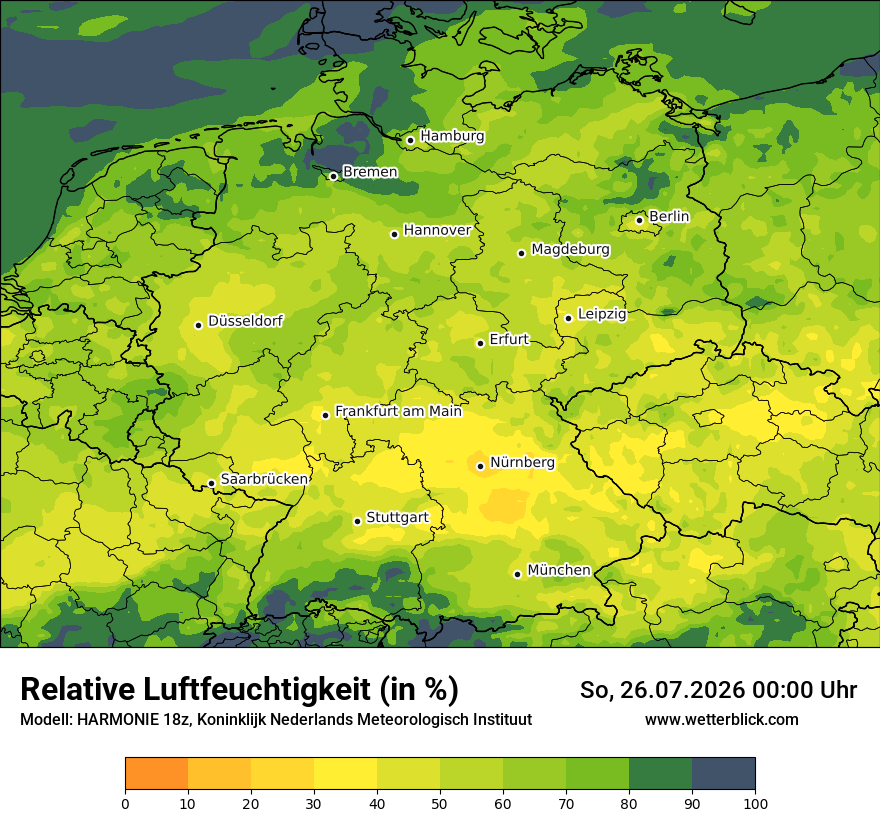 Modellkarte HARMONIE – relhum – deutschland