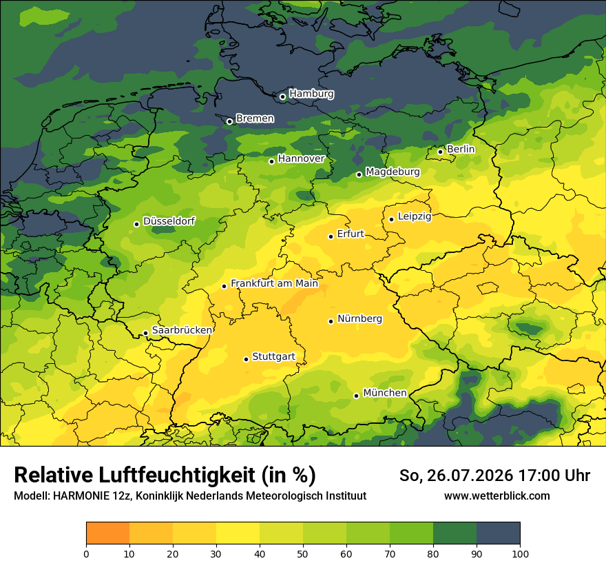 Modellkarte HARMONIE – relhum – deutschland