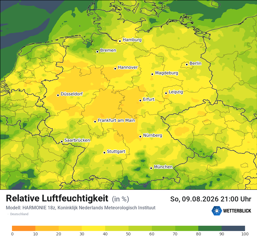 Modellkarte HARMONIE – relhum – deutschland
