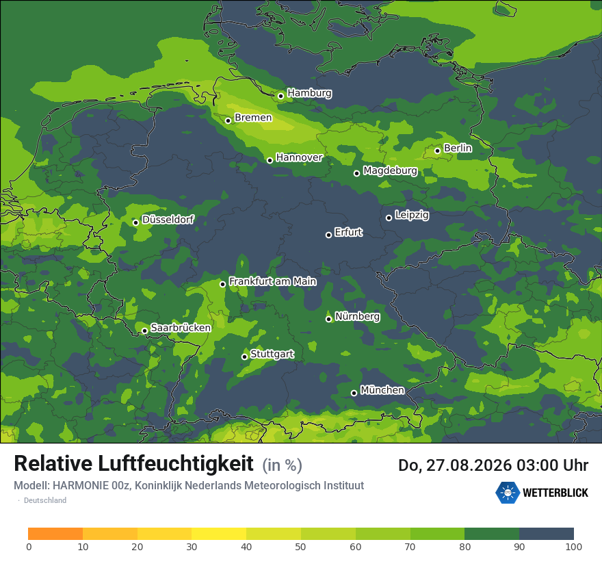 Modellkarte HARMONIE – relhum – deutschland