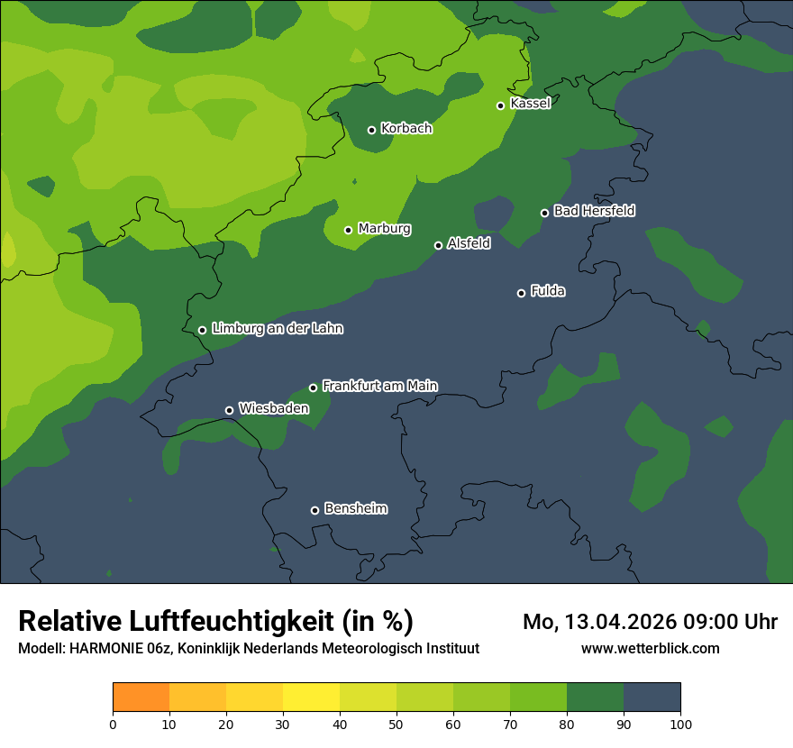 Modellkarte HARMONIE – relhum – he
