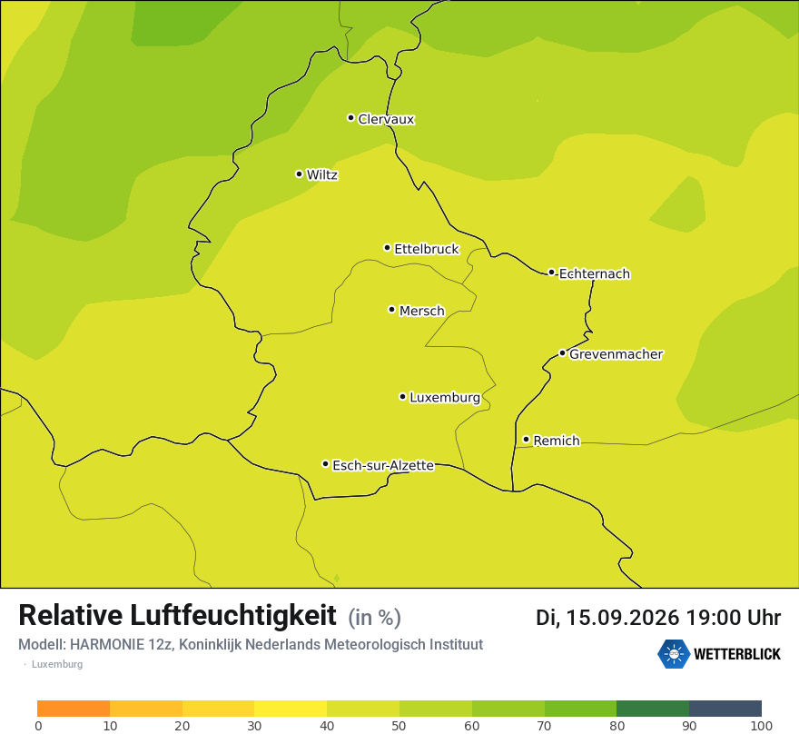 Modellkarte HARMONIE – relhum – luxemburg