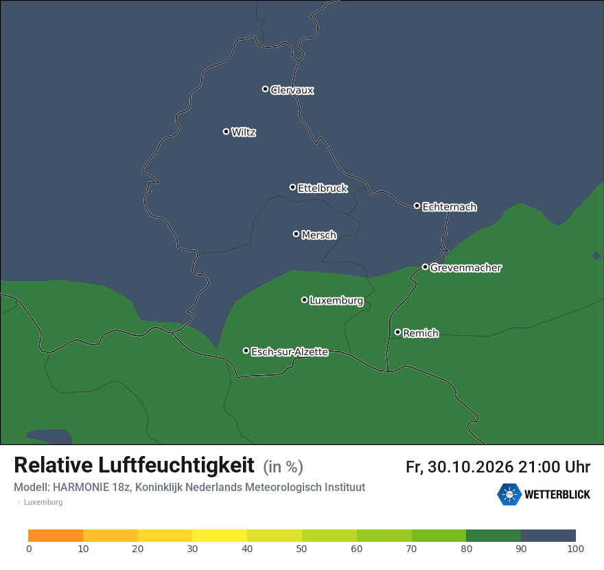 Modellkarte HARMONIE – relhum – luxemburg