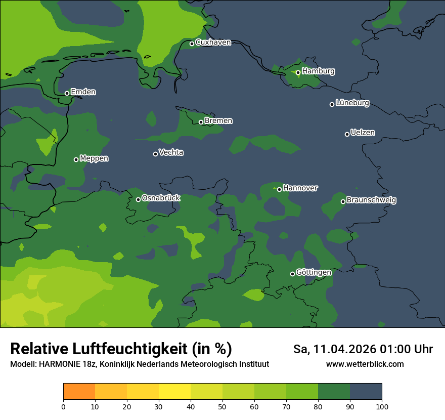 Modellkarte HARMONIE – relhum – ni