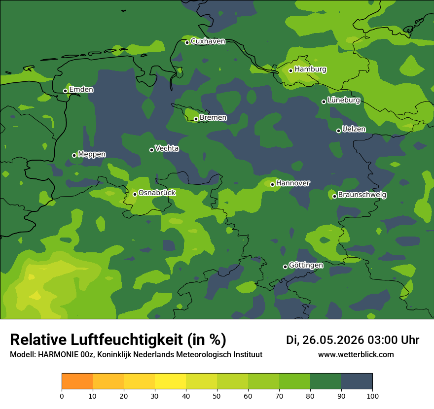 Modellkarte HARMONIE – relhum – ni