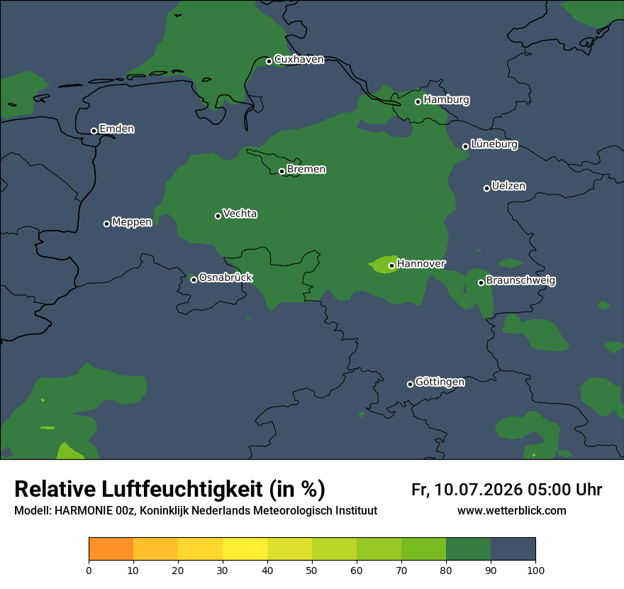 Modellkarte HARMONIE – relhum – ni