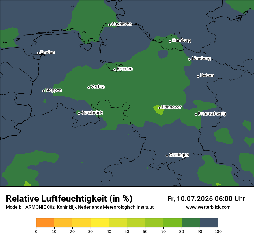 Modellkarte HARMONIE – relhum – ni