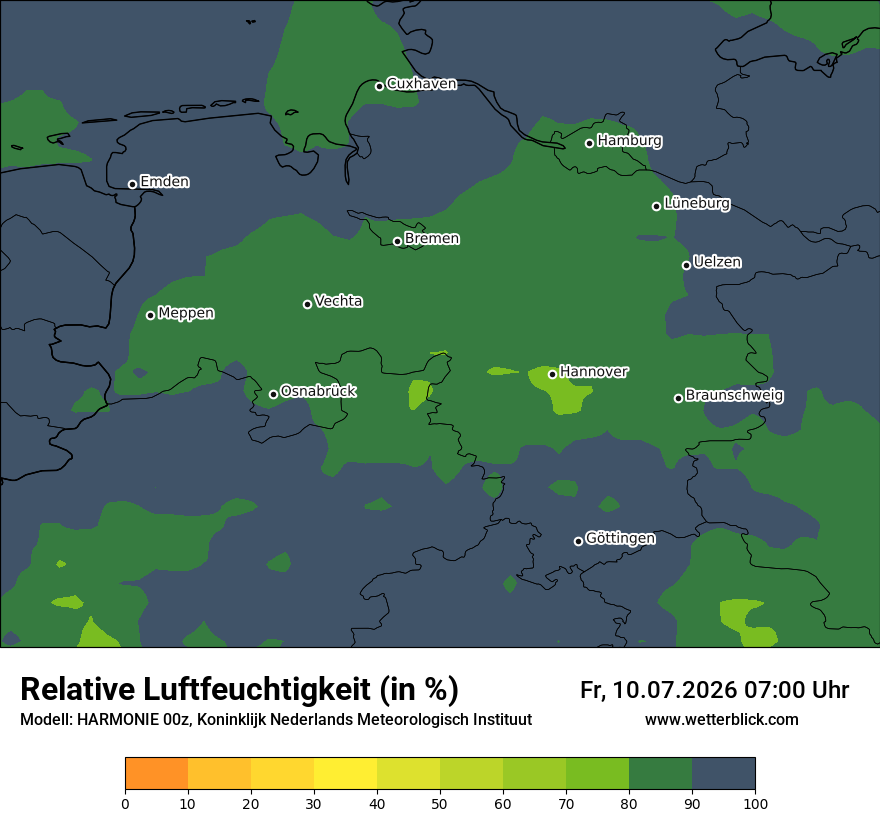 Modellkarte HARMONIE – relhum – ni
