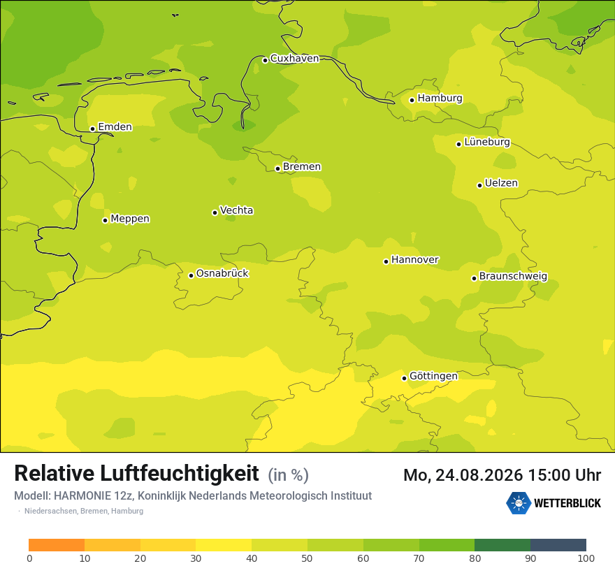 Modellkarte HARMONIE – relhum – ni