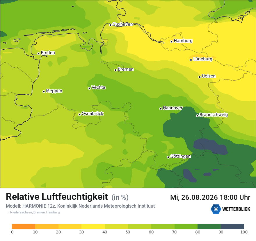 Modellkarte HARMONIE – relhum – ni
