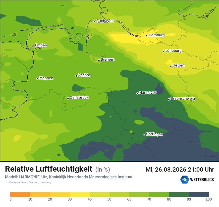 Modellkarte HARMONIE – relhum – ni