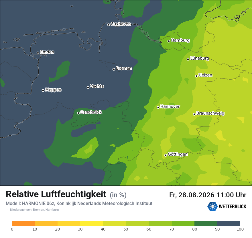 Modellkarte HARMONIE – relhum – ni