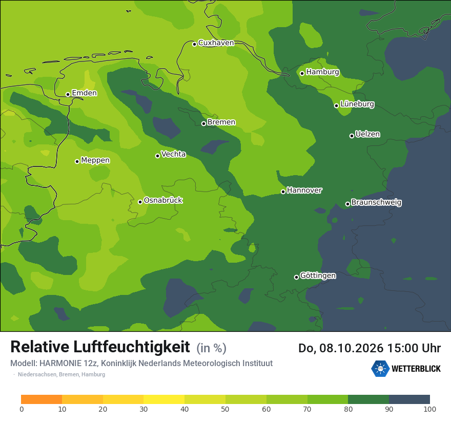 Modellkarte HARMONIE – relhum – ni