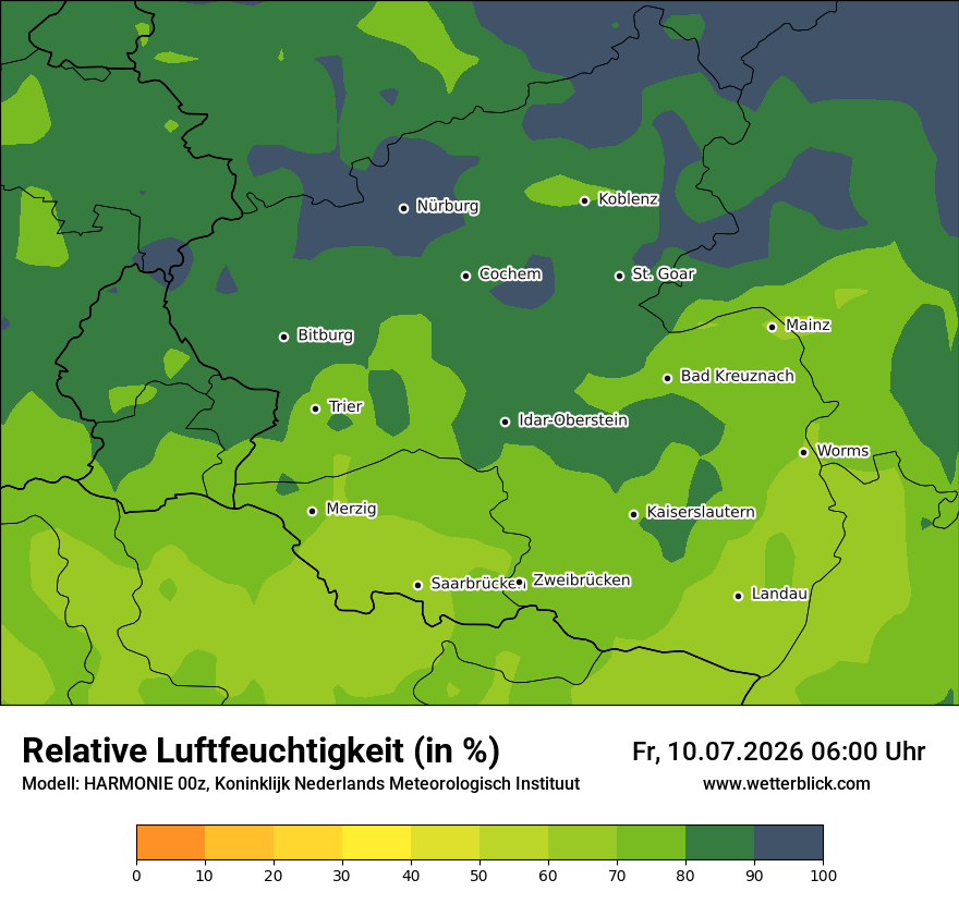 Modellkarte HARMONIE – relhum – rp