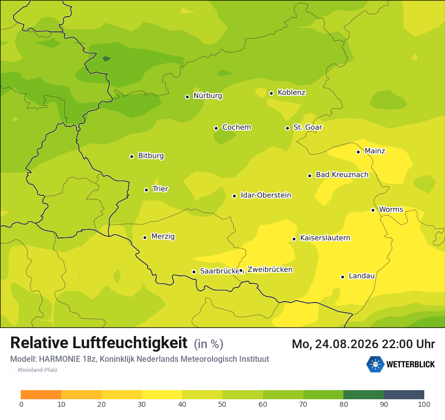 Modellkarte HARMONIE – relhum – rp